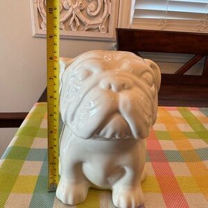 White Ceramic English Bulldog Cookie Jar - Home Kitchen Food Storage